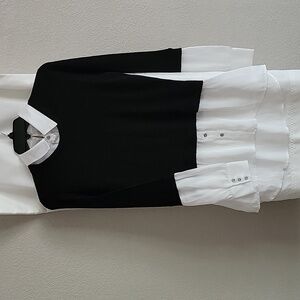 White House Black Market Black Sweater with Blouse XS